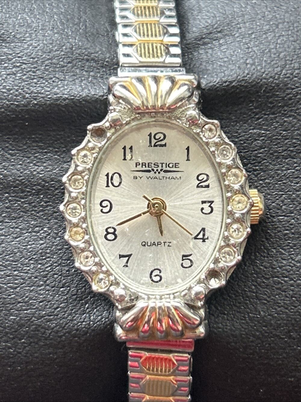 Prestige By Waltham Two Tone Women’s Stretch Band Quartz Watch